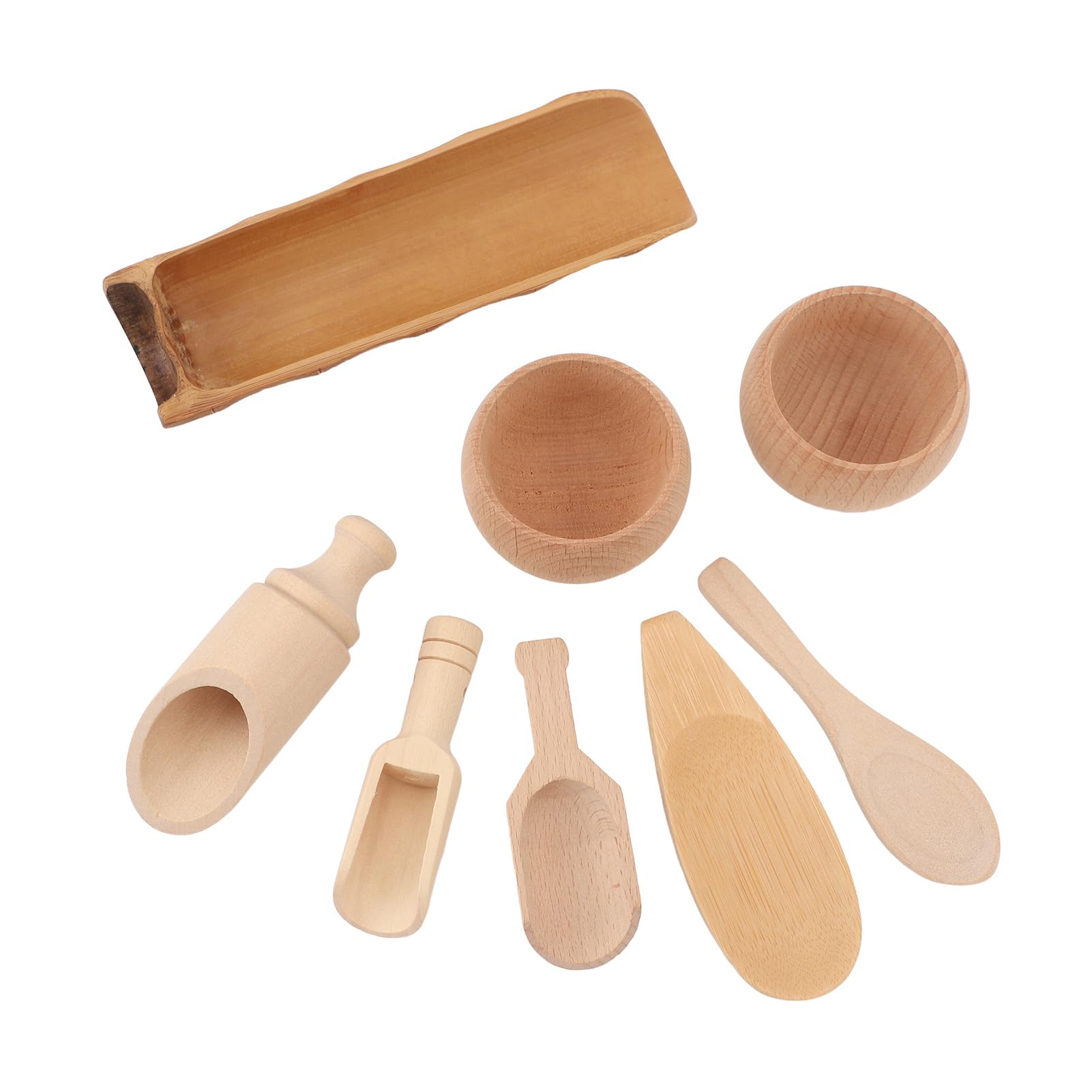 NOENNULL Wooden Bowls Scoop Toys Sensory Bin Tools Toy Pre Teaching Safe Educational Wooden Bowls Scoop Toys for Transfer Work Fine Motor Learning