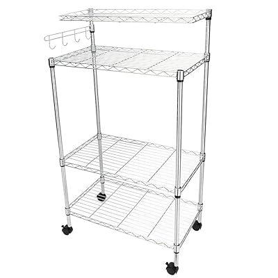 4-Tier Baker's Rack Microwave Stand Kitchen Cart with Hooks