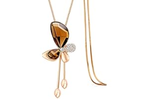 Merdia Long Chain Necklace Butterfly Pendant Sweater Necklace with Synthetic Crystals | Butterfly Jewelry | Charm Necklace Chain | Long Pendant Necklace for Women | Women Necklace
