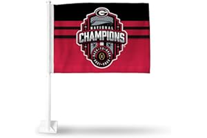 Rico Industries NCAA Football CFP National Champions Double Sided Car Flag - 16" x 19" - Strong Pole that Hooks Onto Car/Truck/Automobile