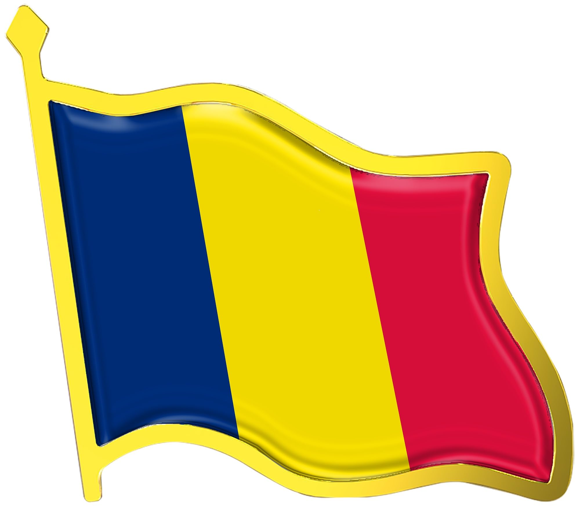 Chad Flag Lapel Pin - Enamel Metal National Badge
