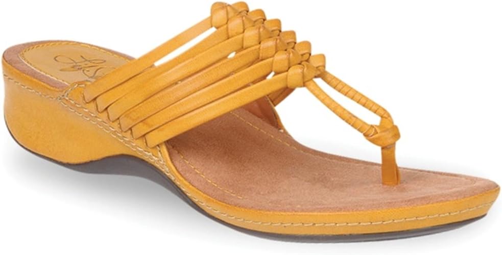 Amazon.com | LifeStride Women's Taco Thong Sandals Old Gold | Sandals