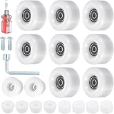 M METERXITY 8 Pack Roller Skate Wheels - Quad Skates Wheels with Bearing Installed &amp; 2 Toe Stoppers Apply to Outdoor Double Row Skating (58x32mm, 82A, White)