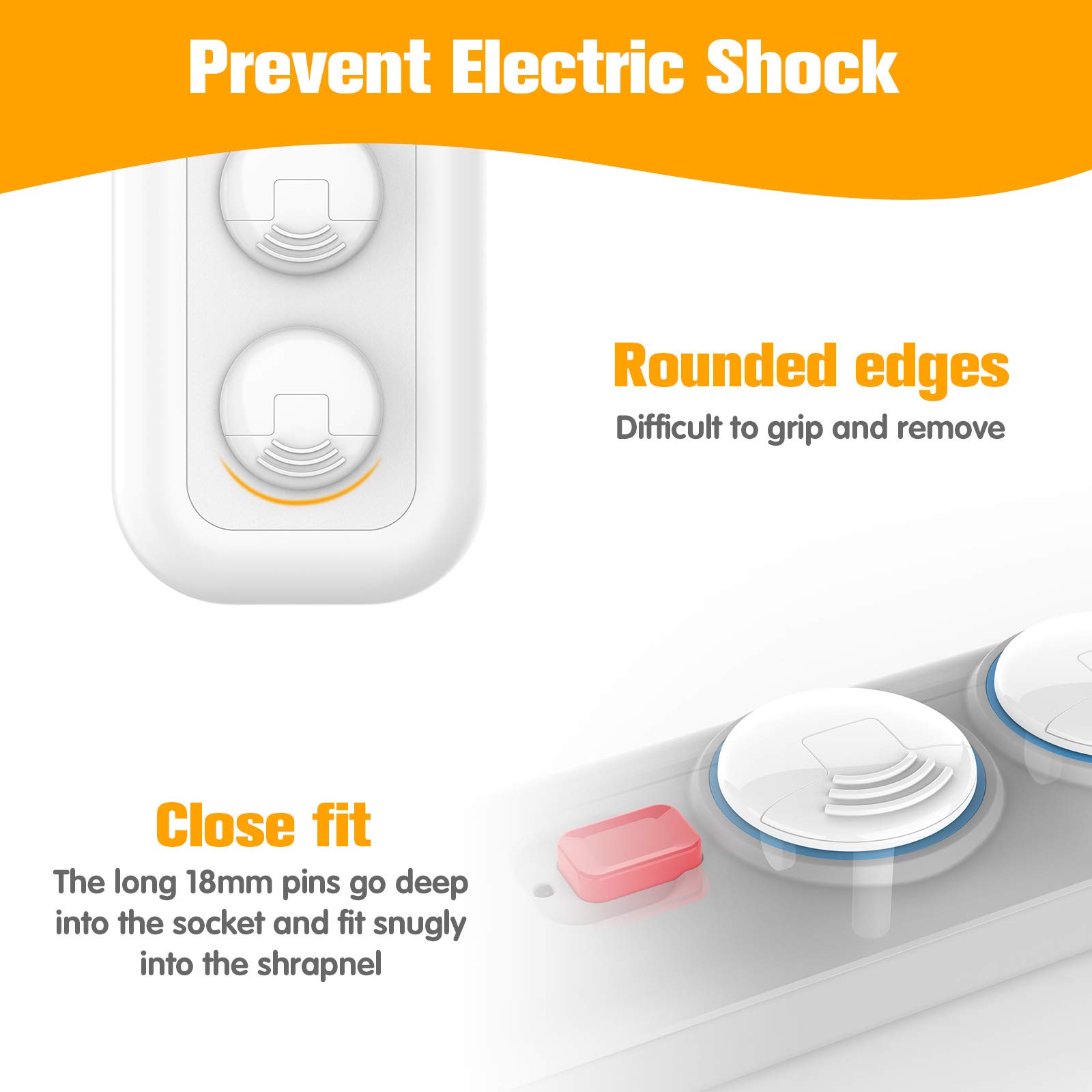 Outlet Covers with Hidden Pull Handle (48 Pack) Upgraded Round 3-Prong Outlet Plug Covers Durable Insulation Material Power Outlet Covers White Socket Covers Baby Proofing Electrical Outlet Protectors