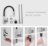 Peppermint Kitchen Tap with Flexible Hose Black Chrome 360° Swivel view 8