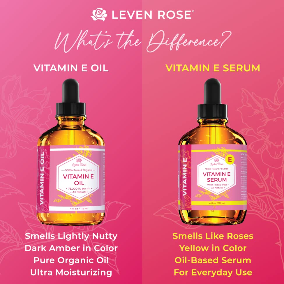 Leven Rose Vitamin E Oil Serum 100 Pure Organic All Natural Face, Dry