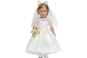 Sweet dolly 18 Inches American Doll Clothes First Communion Gorgeous White Wedding Dress Veil Bouquet Sets Fit 18 Inches Dolls