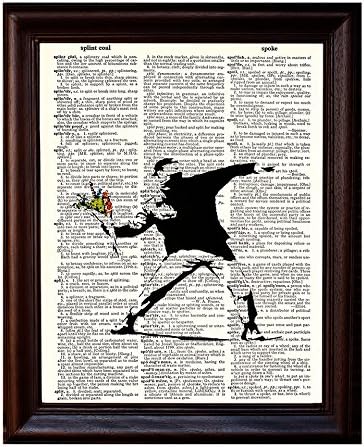 Banksy Flower - Dictionary Art Print Printed On Authentic Vintage Dictionary Book Page - 8 x 10.5