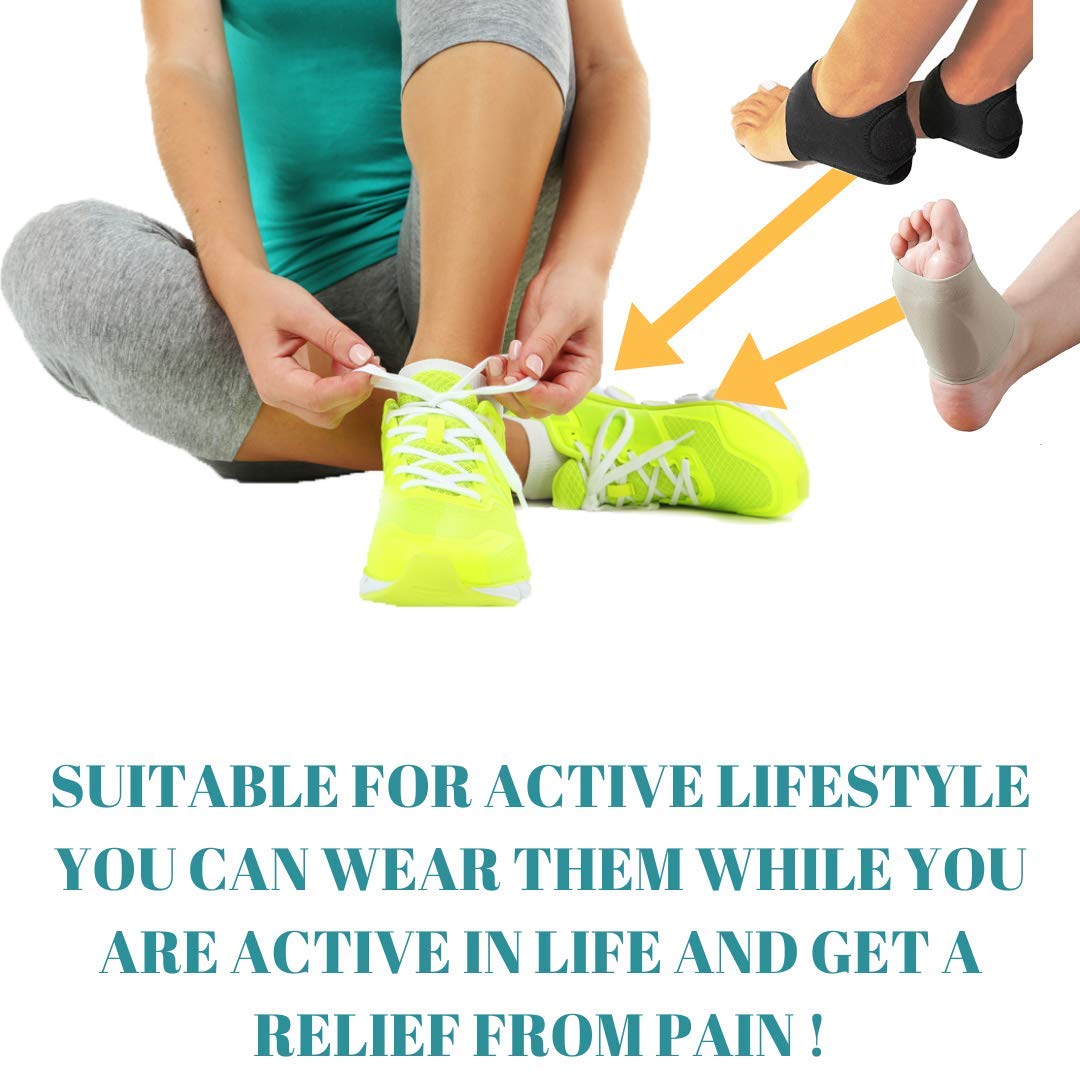 MEDIZED® Plantar Fasciitis Therapy Wrap Heel Foot Pain Arch Support Ankle Brace Insole Orthotic … (Beige Arch Sleeve and Black Heel Wrap) : Beauty