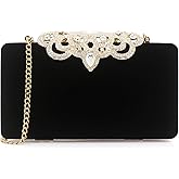 Dexmay Rhinestone Clutch Bag with Crystal Crown Clasp Women Evening Handbag Formal Party Purse