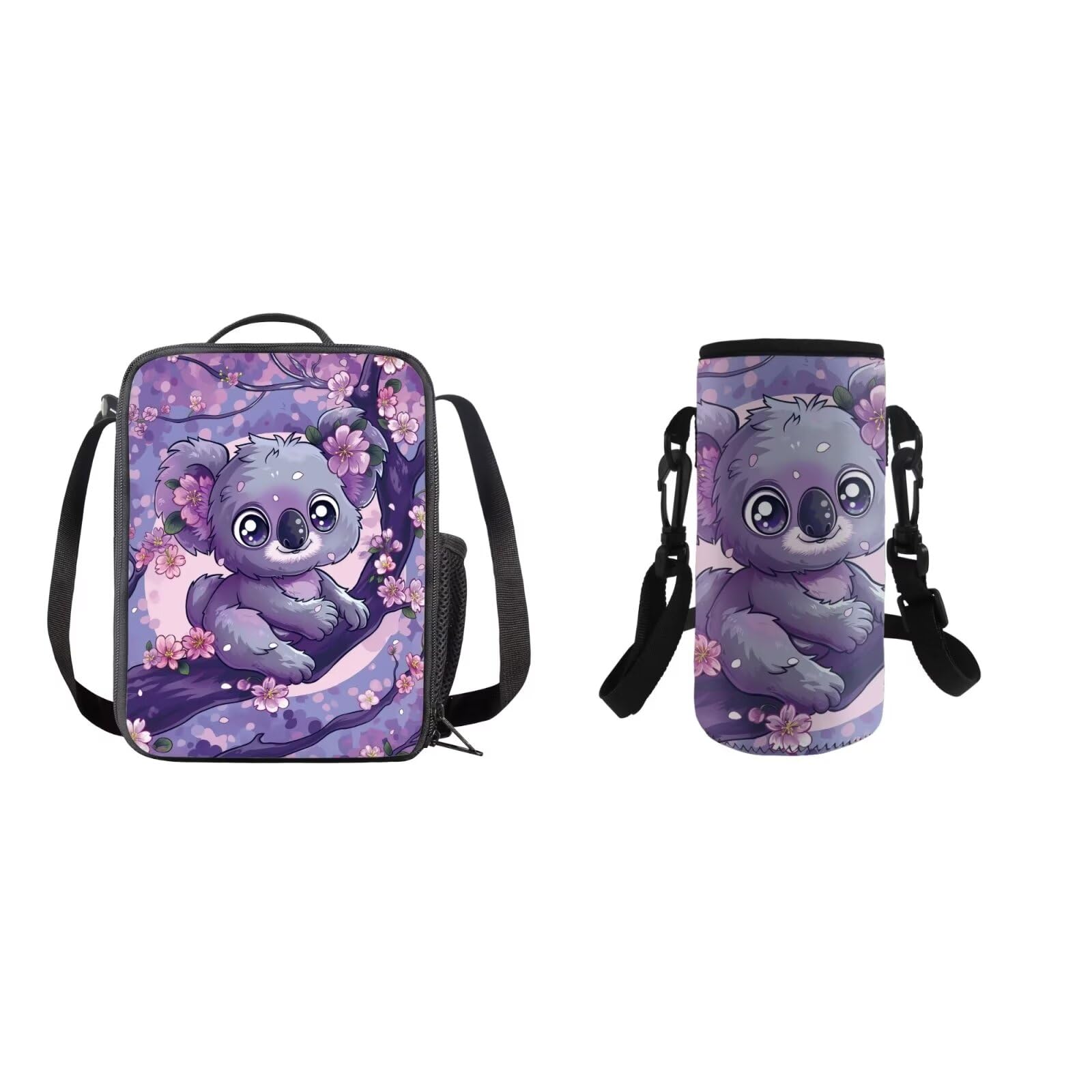COEQINE Cute Animal Girls Lunch Bag Kids School Bags for Girls Age 8-9 with Lunch Box and Water Bottle Insulation Portable Picnic Portable Lunch Box with Handles,Koala Lunchbox for Teens Girls