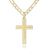 KFERAXSZ Cross Necklace for Men 14K Gold Cross Necklace for Men Gold Crosses Chain Necklaces for Mens Robust and Stylish Masculine Touch Paired with Figora Chain Mens Crosses Necklaces Pendant 20/22/24/26in