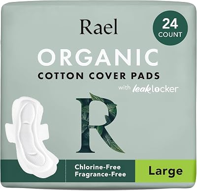 Rael Organic Cotton Cover Sanitary Towels Heavy Absorbency Large 24