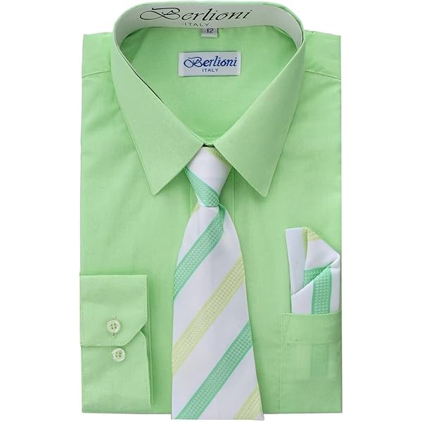 Amazon.com: King Formal Wear Elegant Boys Button Down Lime (726) Dress Shirt /Necktie/Hanky (4): Clothing, Shoes & Jewelry