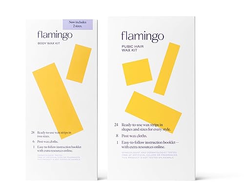 Flamingo Wax Kit- Body & Bikini- 52 Wax Strips, 14 Post-Wax Cloths