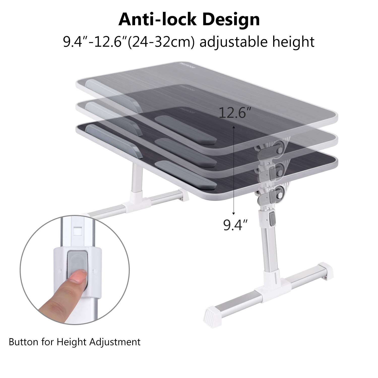 Laptop Bed Tray Table, Nearpow Adjustable Laptop Bed Stand, Portable Standing Table with Foldable Legs, Foldable Lap Tablet Table for Sofa Couch Floor - Medium Size