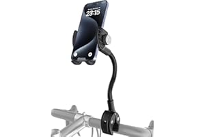 Kolasels Gooseneck Phone Holder for Wheelchair, Bike, Spin Bike, Stroller, Boat, Mic Stand, Scooter, Treadmill, Handlebar Cell Phone Clamp for iPhone 16/15/14/13 Pro Max, Galaxy, All 4-7" Smartphones