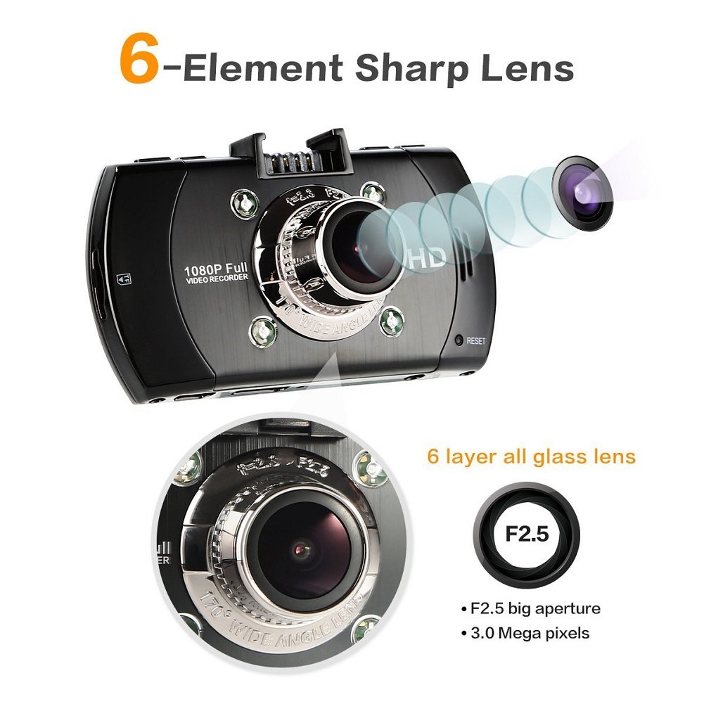 Beschoi Dash Cam Telecamera per Auto Full HD 1080P 2,7” LCD Rigistratore DVR Videocamera Grandangolare 170 Gradi, Visione Notturna, Rilevatore di Movimento, Registrazione in Loop, G-Sensor, con Micro