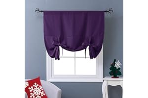 NICETOWN Thermal Insulated Blackout Curtain - Tie Up Shade Drape for Narrow Window/Kitchen/Halloween Present (Royal Purple, Rod Pocket Panel, 46 inches W x 63 inches L)
