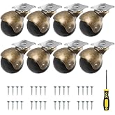 Apllamo 2 in Ball Caster Wheels - Heavy Duty 2400LBS | 360&deg;Swivel, Wheels for Vintage Furniture, Cabinets, Non-Marking, Quietly on Carpet, Hardwood, Top Plate Casters Set of 8