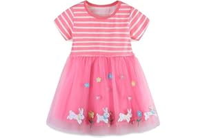 Winzik Girls Dress, Toddler Summer Short Sleeve Cotton Casual Easter Dresses Clothes 18M-7Y