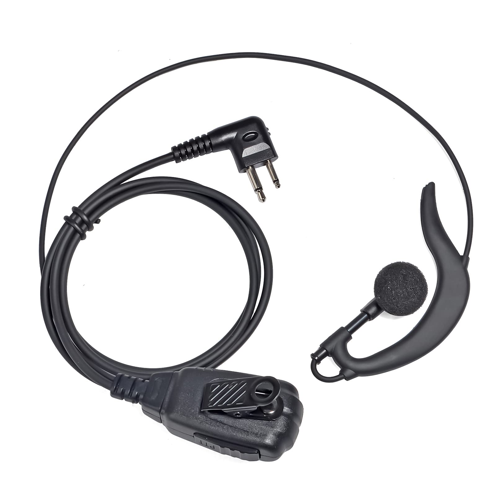 HYSHIKRA Earpiece Comaptible with Motorola CP040 DP1400 GP300 Hyera Walkie Talkie, G Shape Headset, 2Pin, PTT and Microphone