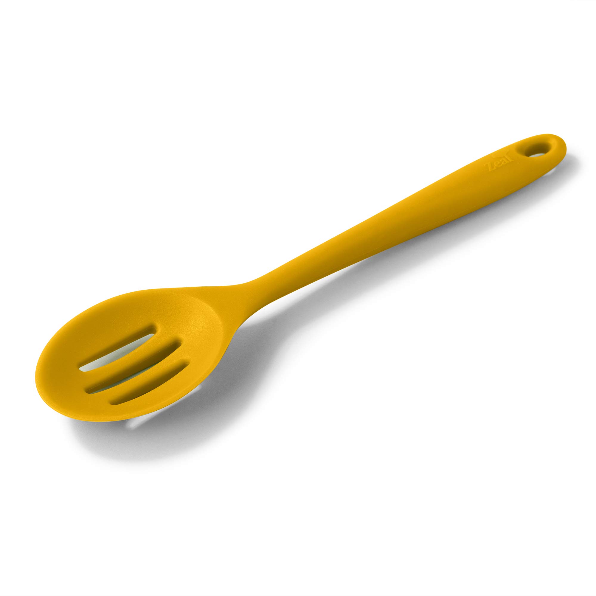 Zeal Silicone Non-Stick Slotted Kitchen Cooking Spoon, Heat-Resistant Perfect for Stirring, Serving, Scooping, Draining and Mixing, 28cm, Mustard Yellow