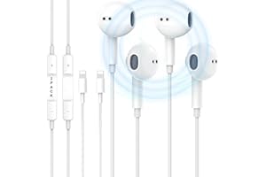 Ke Moxiey 2 Pack Wired Headphones for iPhone Earbuds with Lightning Connector Earphones with Built-in Microphone & Volume Control Compatible with iPhone 14 Pro Max/14 Pro/14/13/12/11/8/7/XR/XS/X