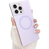 Heaofei Rectangle Case for iPhone 16 Pro Case for Women Girls Boys [Compatible with Magsafe] Cute Candy Color Design, Kawaii Aesthetic Girly Magnetic Protective Phone Cover, Light Purple Lavender
