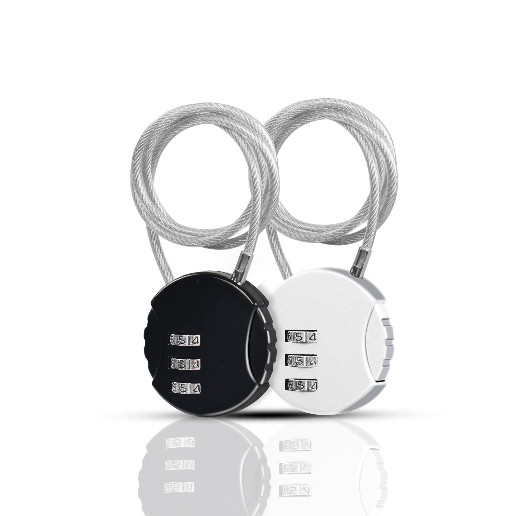 YAODHAOD 3 Digit Combination Padlock Locks, 2 Pieces Cable Luggage Locks, Wire Stroller Locks TSA Approved Padlocks for School Travel Bike Helmet Backpack Cabinet… (50cm, Black + Silver)