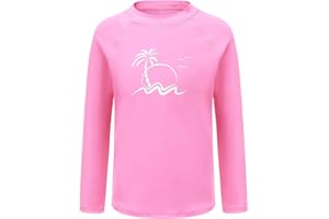 MOON TREE Kids Swim Shirt Boys Long Sleeve Rash Guard Shirts UPF 50+/Sun Protetion Swimsuits