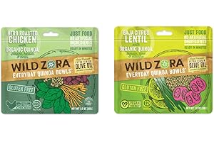 Wild Zora Instant Organic Quinoa Meals - Quick & Tasty Prepared Quinoa Bowls, Pantry Staples Gluten-Free Meal with Lentils Plus 10g Olive Oil Packet - Best Sellers Variety (2-Pack)