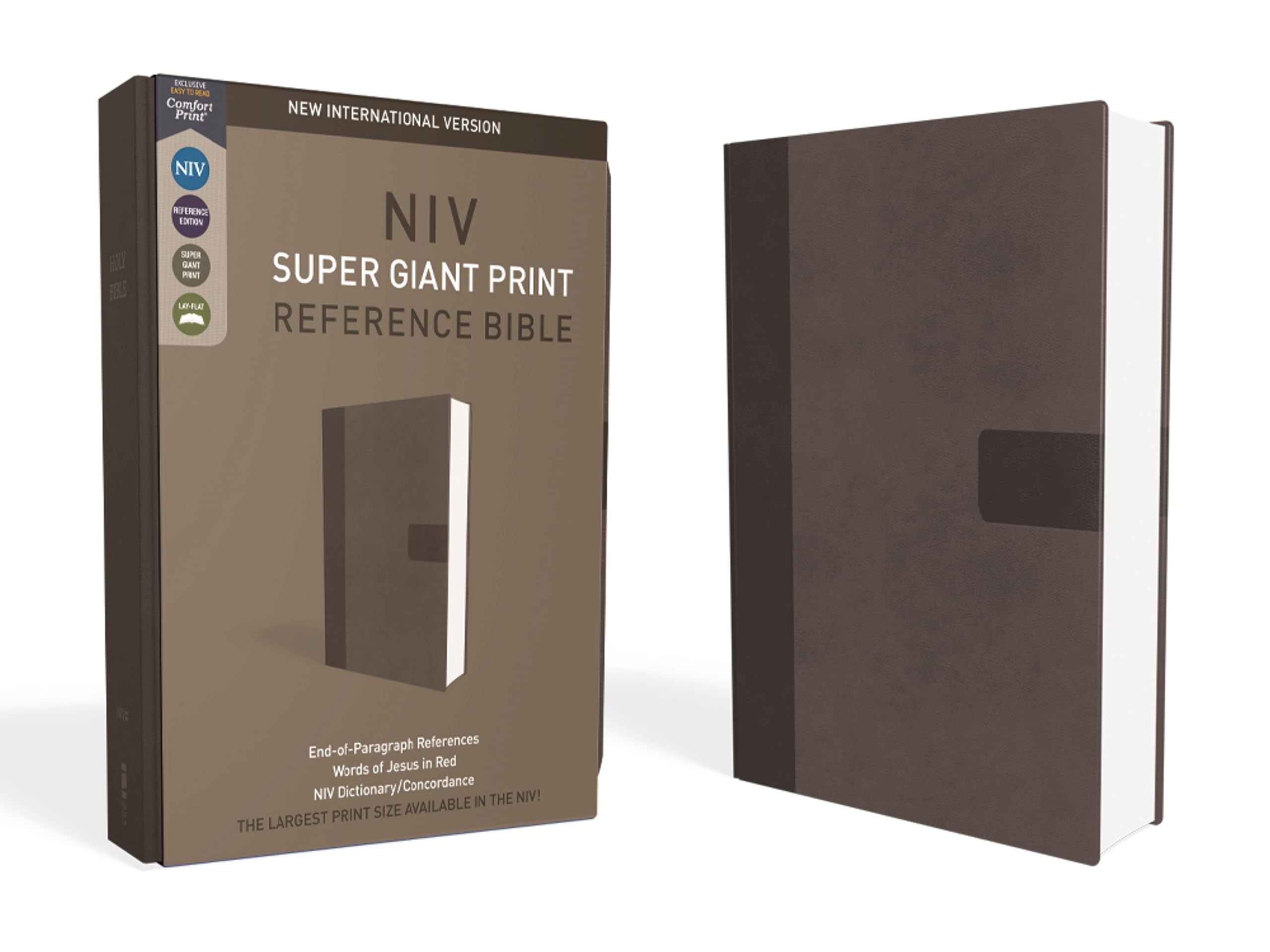 NIV, Super Giant Print Reference Bible, Leathersoft, Gray, Red Letter, Comfort Print Mar 13, 2018