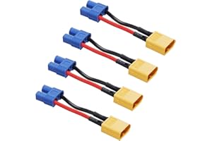 ZHOFONET XT60 Male to EC3 Female Connector Adapter, 4pcs XT60-EC5 Extension Cable,RC Battery Adapter with 5cm 16AWG Silicone Wire for LiPo Battery Micro FPV Drone