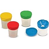 Melissa & Doug Spill-Proof Paint Cups - 4-Pack, Airtight Seal, Snap Lids - Kid-Safe Reusable No-Spill Paint Cups Storage Cont