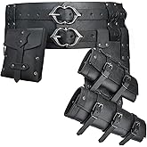 EpicCos 3PCs Medieval Fanny Pack Accessory Set, Renaissance Fanny Pack, Vintage Viking Wide Belt for LARP Events