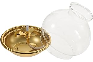CIMAXIC Oil Lamp Copper Alloy Worship Vintage with Glass Shade Buddhism Kerosene Lamp for Indoor Desk