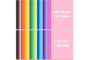 100 Sheets Colored Cardstock, 8.5" X 11" Colored Card Stock, 50 Assorted Colors Construction Colorful Paper Card Stock Printe