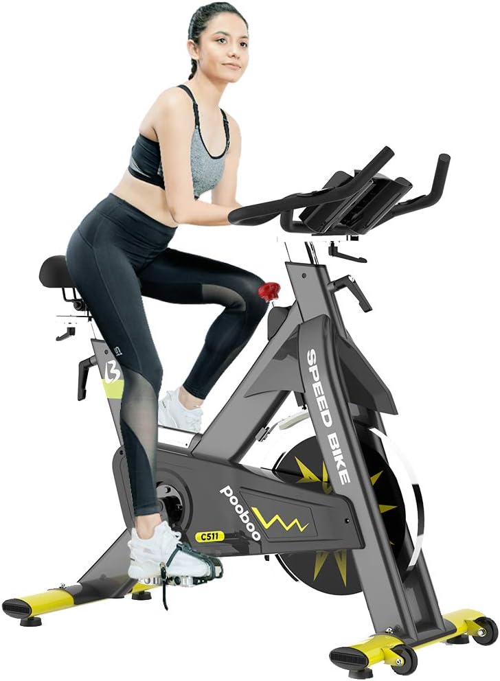 pooboo Commercial Stationary Bike Belt Drive Indoor Cycling Bike Indoor Exercise Bike with 42 LB Flywheel,330 LB Max Weight(C511)