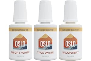 Oslo Home 3 White Color Touch Up Paint Kit – Most Popular Home and Rental Colors with Brush in Bottle - For Repairs, Walls, Trim, Cabinets, Furniture, Shutters and More, Made in USA