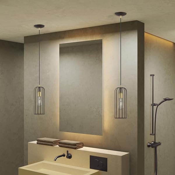 LIVEX LIGHTING GLENBROOK 1 LIGHT PENDANT IN BRONZE WITH ANTIQUE BRASS (49713-07)