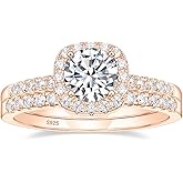 EAMTI 1.2CT 925 Sterling Silver Bridal Rings Sets Cubic Zirconia Halo CZ Engagement Wedding Bands for Women Promise Rings for Her Size 4-11