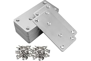 LOSYHU 20 Pack Stainless Steel Mending Joining Plates 3 x 1.5 inch Silver Mending Plates Flat Bracket Mending Plate Metal Straight Brace with Screws for Wood Furniture Cabinet Shelves