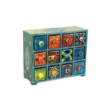 Art Deco Home Indian Spice Box 12 Drawers 21 Cm 13702sg