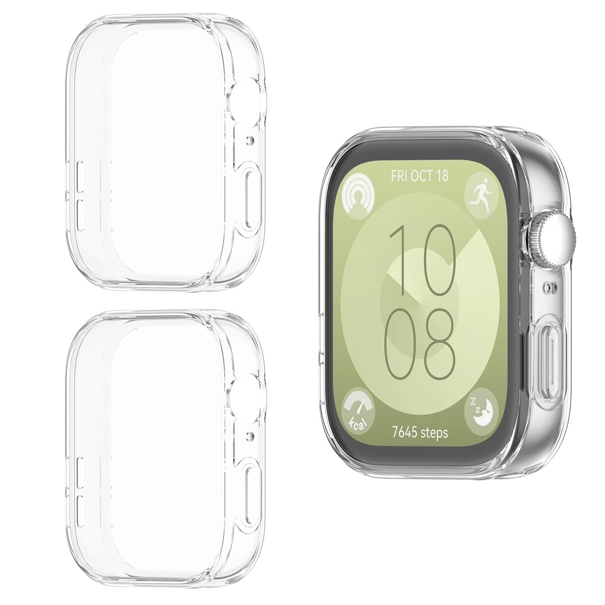 HOMTERN 3-Pack Cases Compatible with Huawei Watch Fit 3,Flexible TPU Full Covered Shell Shockproof Scratch-Proof Screen Protector Case, 3 Pack Clear