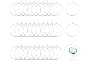 HUAAPLEVLA 60Pcs/120Pcs Brass Wine Glass Charm Rings 25mm Golden Silver Earring Beading Hoop for Jewelry Making DIY Crafts