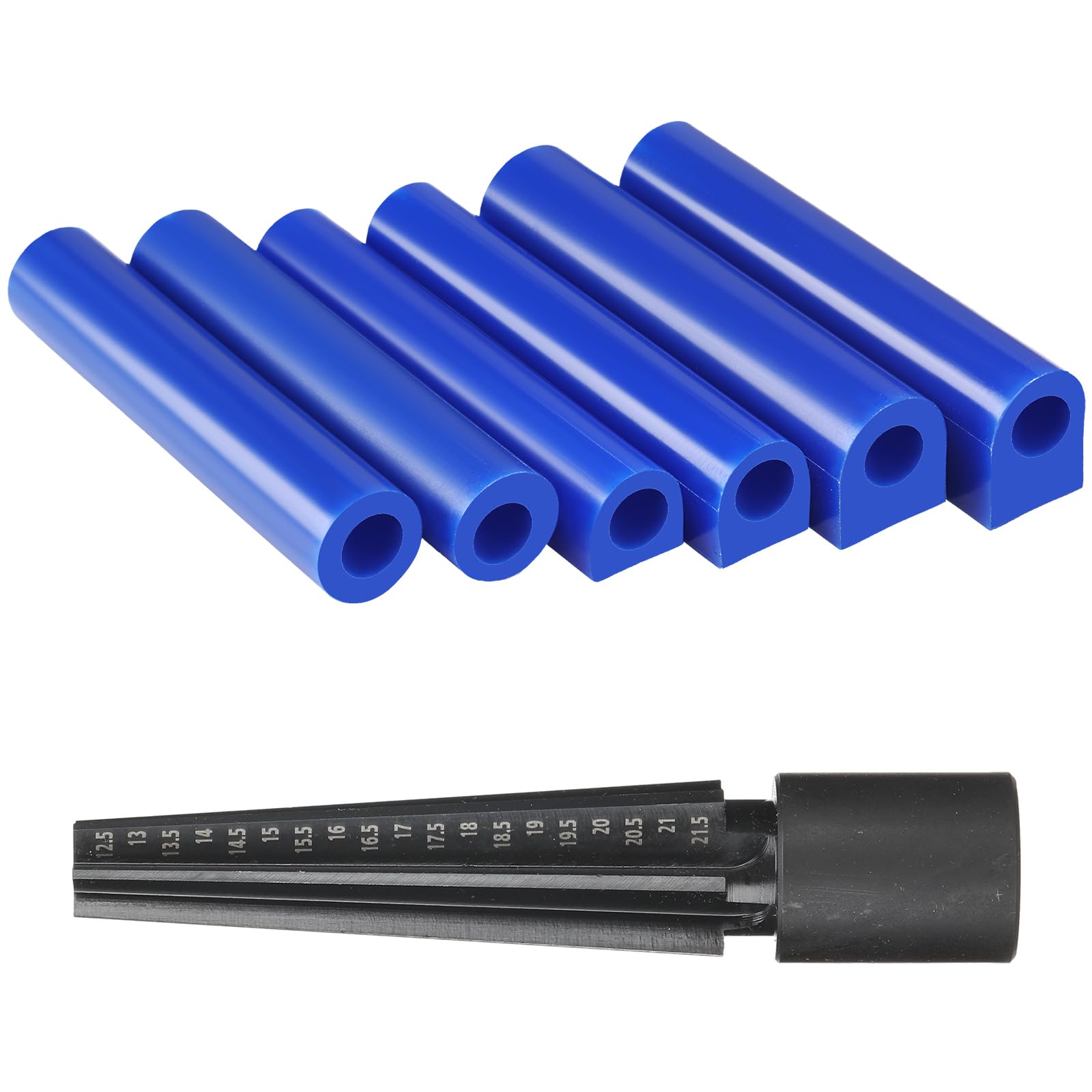 Photo 1 of Geelin 7 Pcs Wax Ring Sizer with Carving Knife Blue Wax Tubes Ring Jewelry Carving Mold Hole Round Molding Tool Kit Tube Holes Jewelry Casting Molds: T100, T150, T200, T250, T1062 and T-1062e