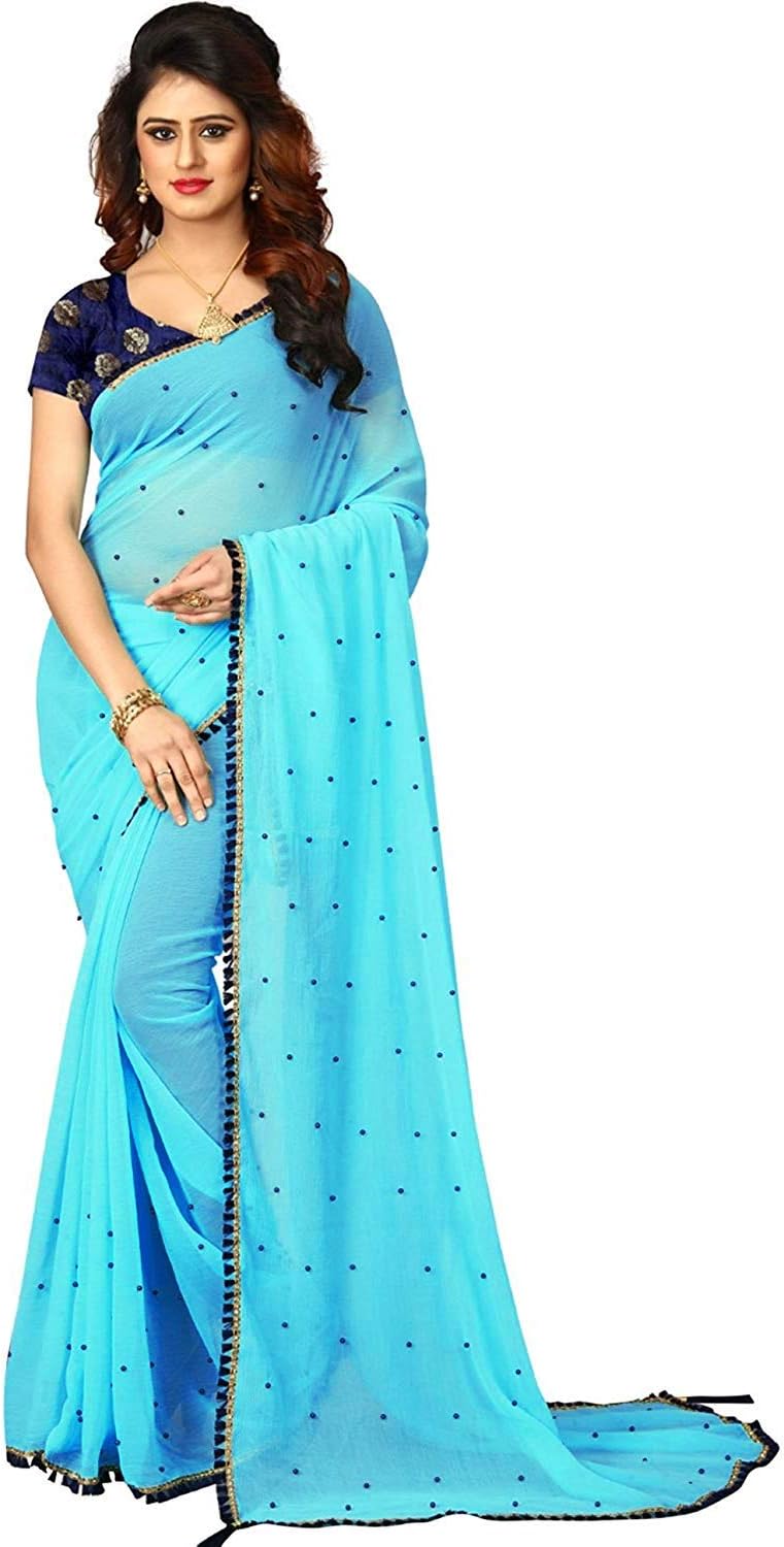 DHARMI ENTERPRISE Women's Jacquard Georgette Saree With Blouse Piece