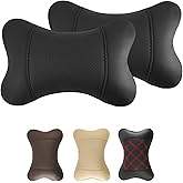 AOOTOOLINK 2 Pack Car Neck Pillow PU Leather Automotive Headrest Pillow for Car Support Neck Pain Relief Universal Car Pillow (Black)