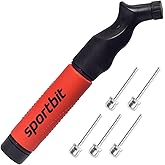 SPORTBIT Ball Pump for Sports Balls, Push &amp; Pull System | Portable Hand Pump - Volleyball Pump, Basketball Inflator, Ball Air Pump - Goes with 5 Needles Set